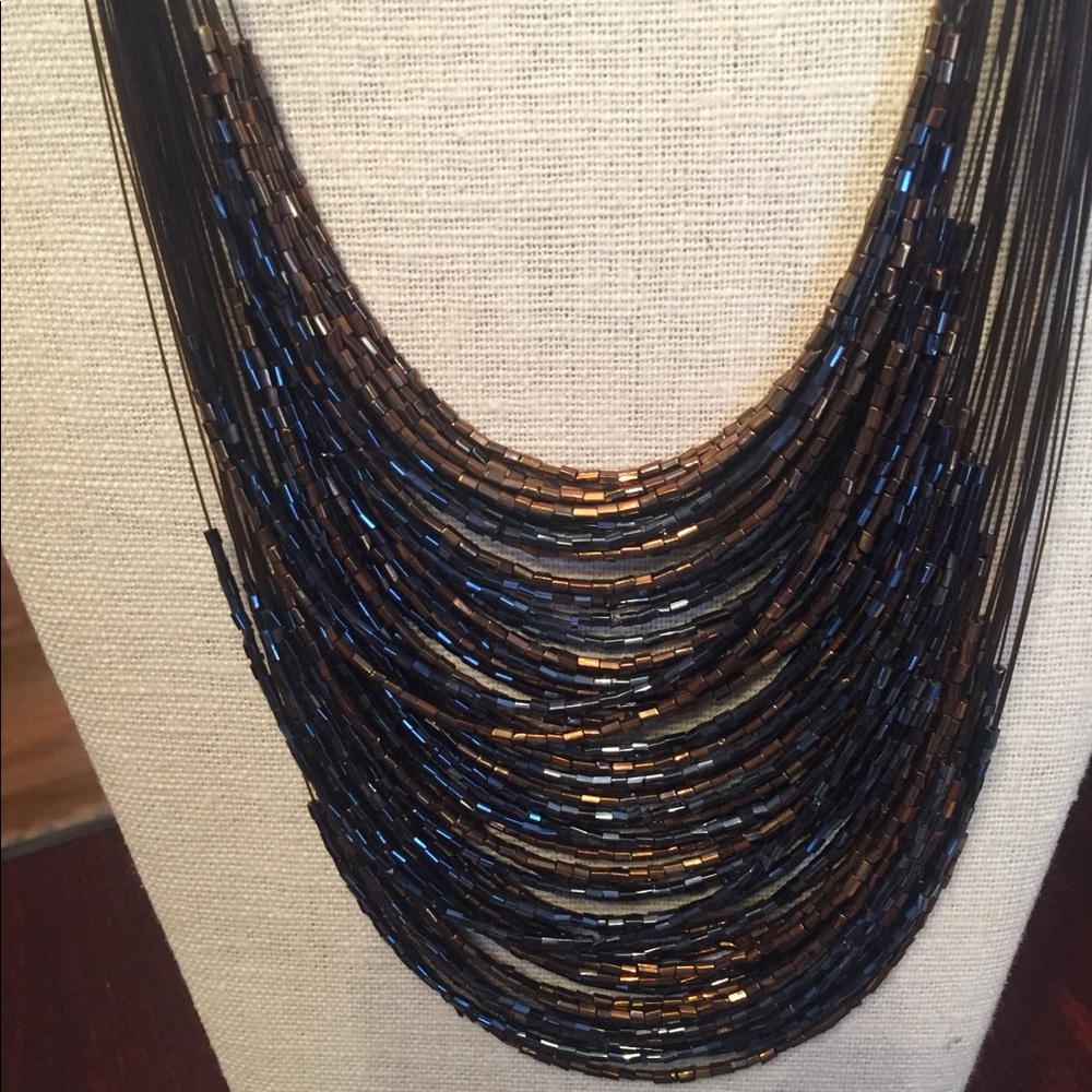 Bronze and Blue beaded Necklace